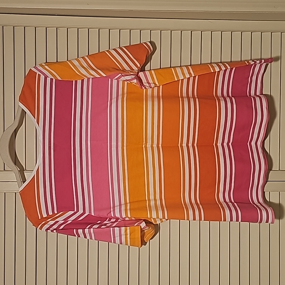 🌷Lane Bryant Pink Orange Striped Supima Cotton Micromodal Tee Size 18/20 - Picture 2 of 4